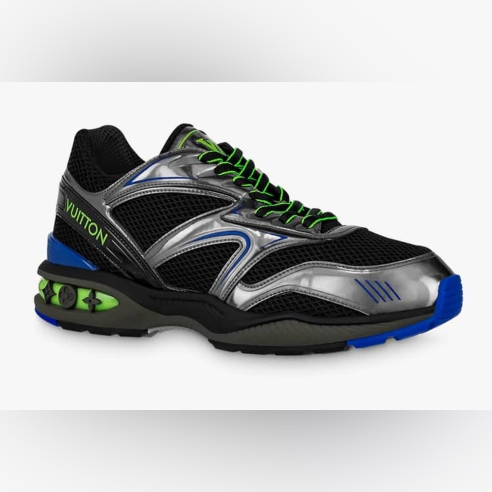 Louis Vuitton Black and Silver Sneakers with Blue Highlights